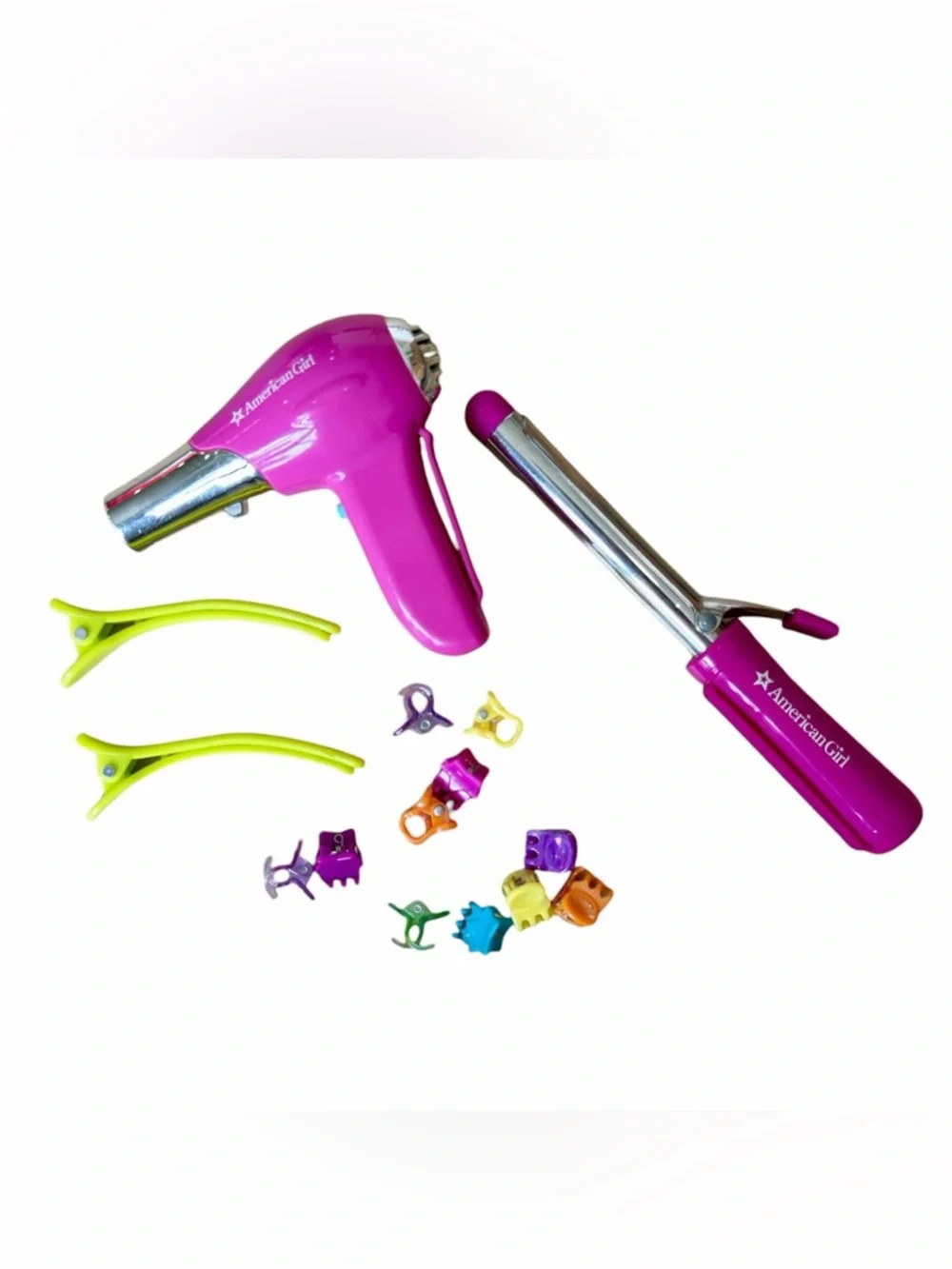 American Girl Pink Sparkle Styling Chair + Salon/Hair Supplies + Book Retired‎
